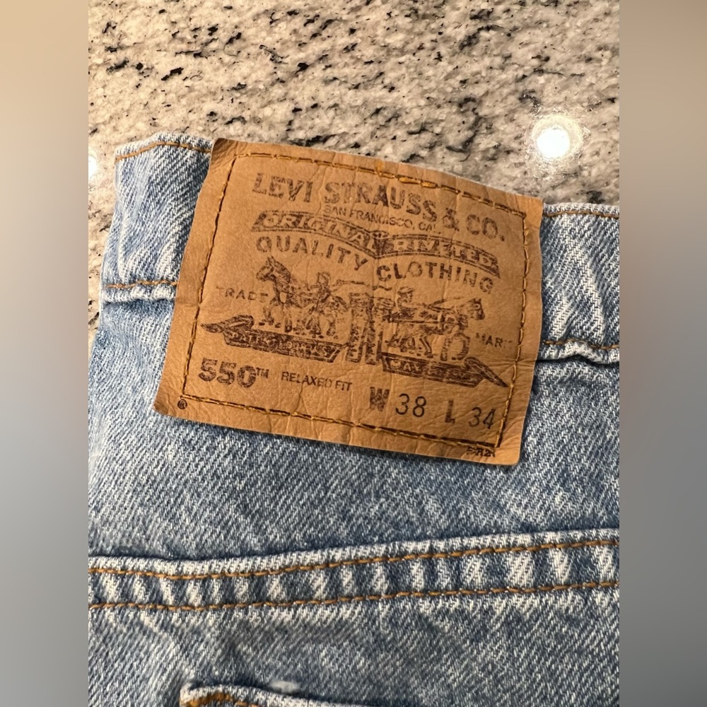 Vintage Orange Tab Levi’s 550 38x34 Medium/Light Wash Jeans - Picture 2 of 7